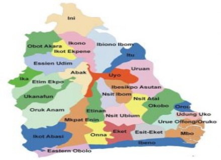 Political Map of Akwa Ibom State of Nigeria