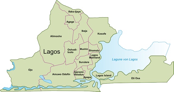 Political Map of Lagos State of Nigeria