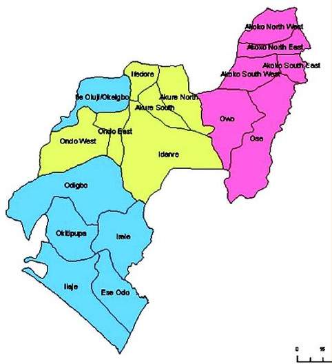 Political Map of Ondo State of Nigeria