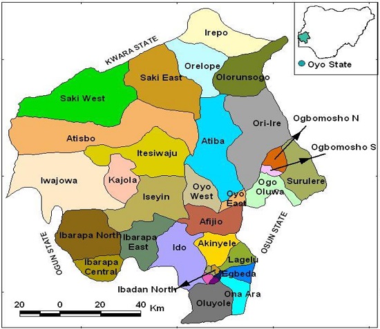 Political Map of Oyo State of Nigeria
