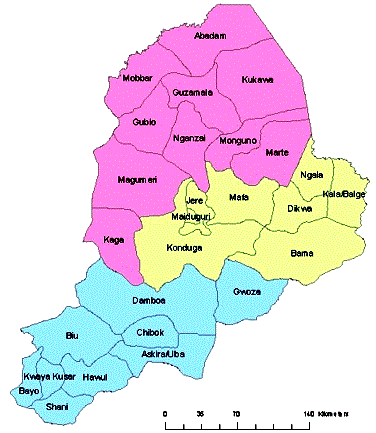 Political Map of Borno State of Nigeria