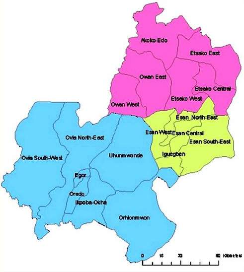 Political Map of Edo State of Nigeria
