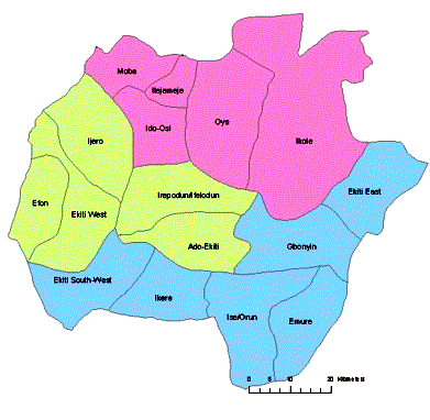 Political Map of Ekiti State of Nigeria