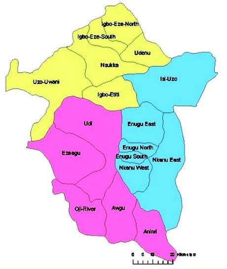 Political Map of Enugu State of Nigeria