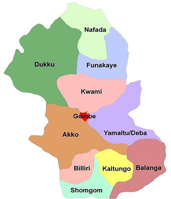 Political Map of Gombe State of Nigeria