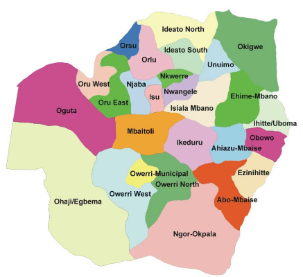 Political Map of Imo State of Nigeria