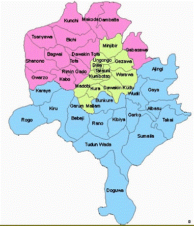 Political Map of Kano State of Nigeria