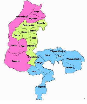 Political Map of Kebbi State of Nigeria