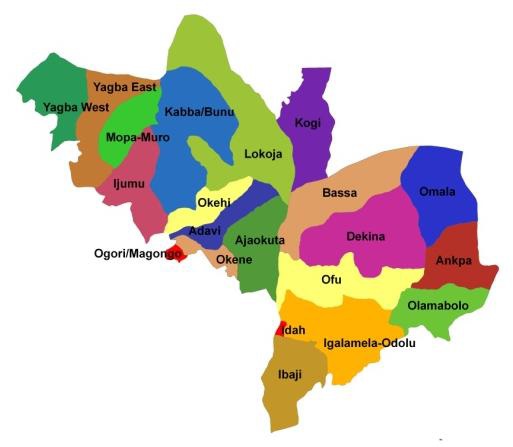 Political Map of Kogi State of Nigeria