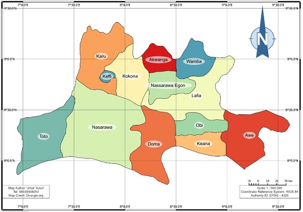 Political Map of Nasarawa State of Nigeria